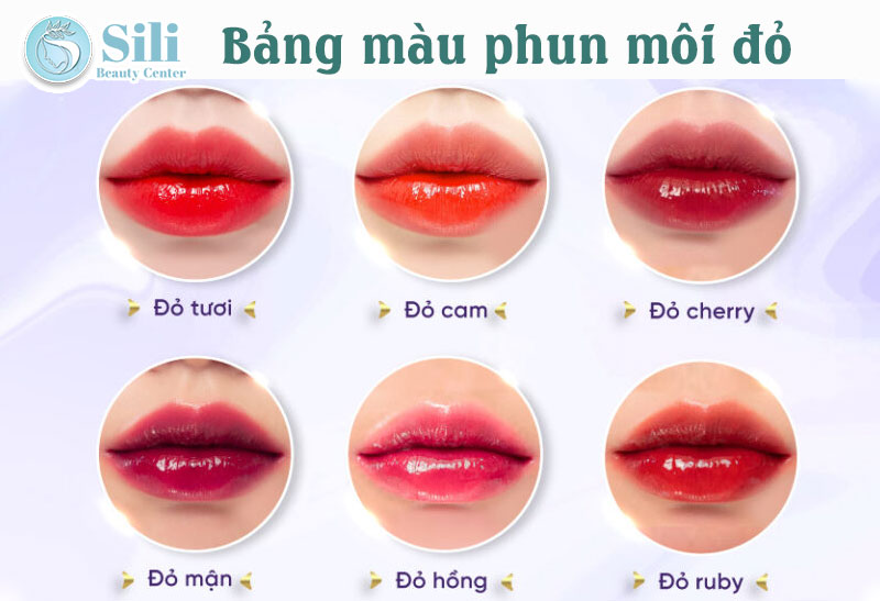 màu đỏ bảng màu phun môi đẹp