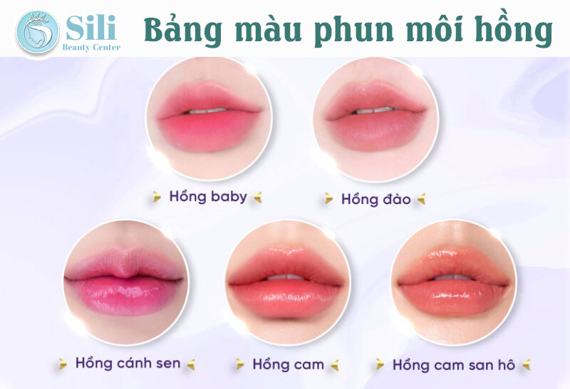 màu hồng bảng màu phun môi đẹp